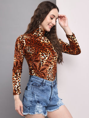 TANDUL Women Printed High Neck Multicolor Sweater