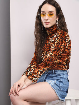 TANDUL Women Printed High Neck Multicolor Sweater