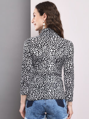 TANDUL  Women Printed High Neck Multicolor Sweater