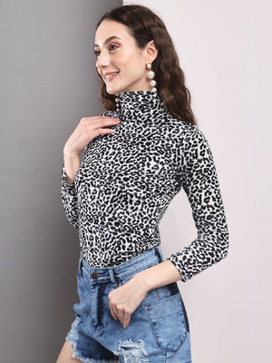 TANDUL  Women Printed High Neck Multicolor Sweater