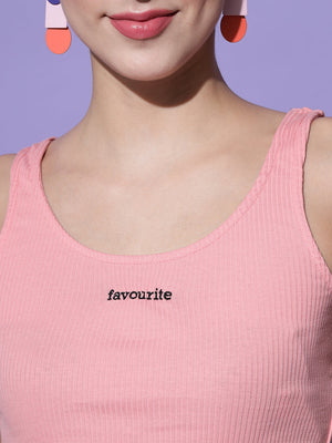 TANDUL Casual Sleeveless Solid Women Pink Top