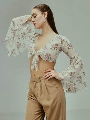 TANDUL Casual Bell Sleeves Printed Women Multicolor Top