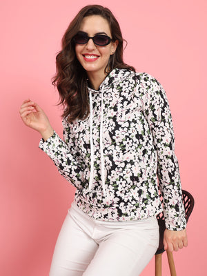 TANDUL  Women Full Sleeve Printed Hooded Sweatshirt
