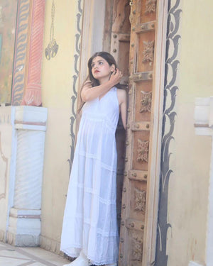 TANDUL Women Fit and Flare White Dress