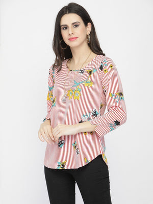 ZARVEY Casual Regular Sleeve Floral Print Women Multicolor Top
