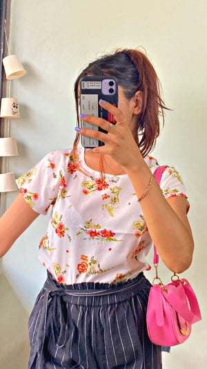 Casual Regular Sleeves Printed Women Multicolor Top