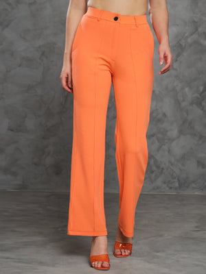 TANDUL Women Regular Fit Orange Lycra Trousers