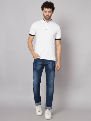 Men Printed Stylised Neck Elastane Multicolor T-Shirt