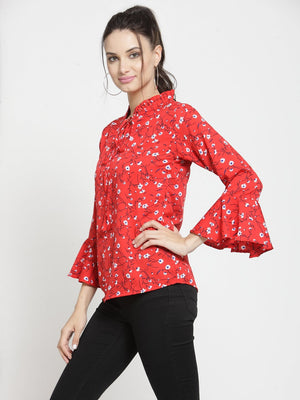 ZARVEY Casual Bell Sleeve Printed Women Multicolor Top