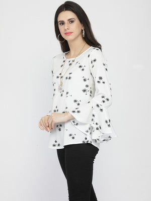 ZARVEY Casual Bell Sleeve Printed Women Multicolor Top
