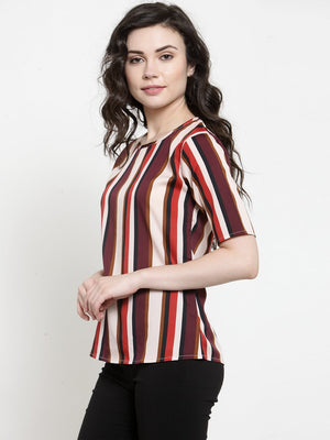 ZARVEY Casual Regular Sleeve Striped Women Multicolor Top