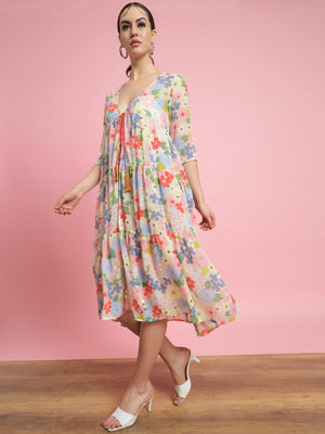 Women Longline 3/4th Sleeve Multicolor Shrug