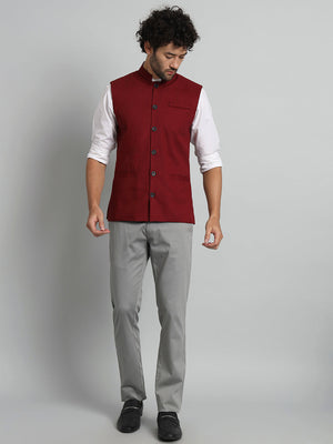 TANDUL  Men Solid Single Breasted Casual Blazer  (Maroon)