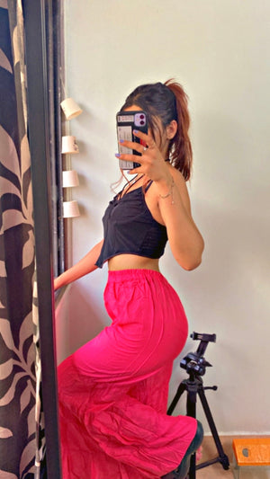 Women Regular Fit Pink Cotton Blend Trousers