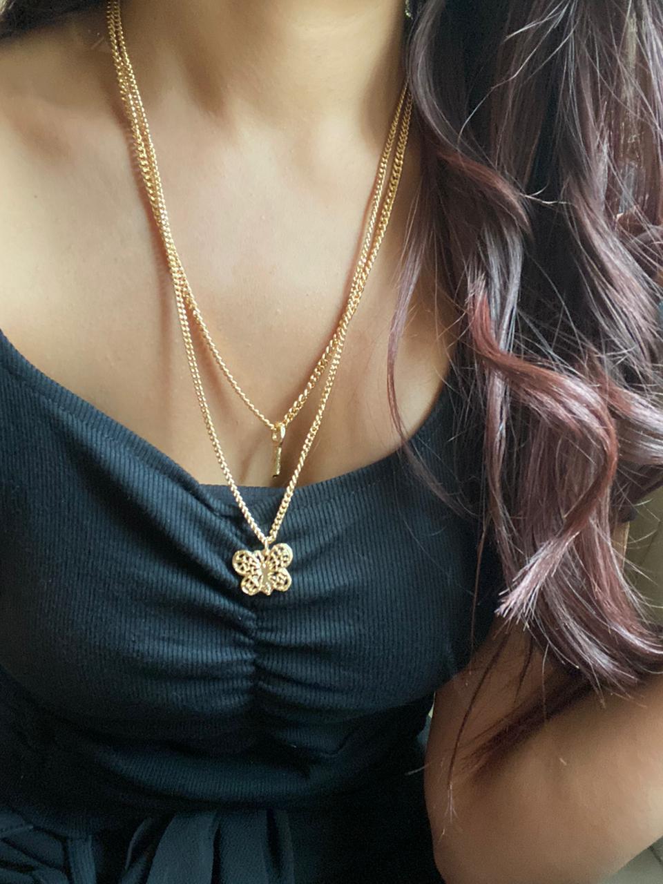 JEWEL Lock And Butterfly Double Layered Chain