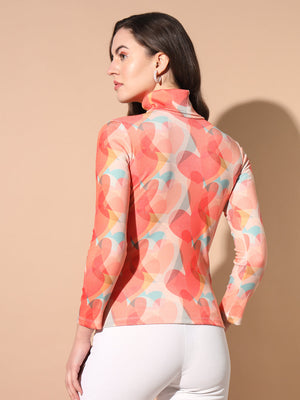TANDUL Women Printed High Neck Multicolor Sweater