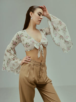 TANDUL Casual Bell Sleeves Printed Women Multicolor Top