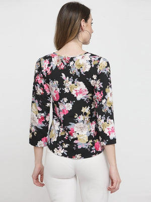 ZARVEY Casual Regular Sleeve Printed Women Multicolor Top