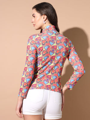 TANDUL Women Printed High Neck Multicolor Sweater