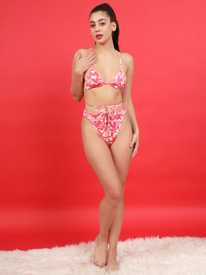 ELTIRE String Bikini Set  Eye Catching Sexy Heart  Printed Lingerie Set