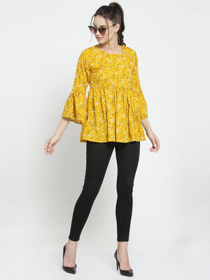 ZARVEY Casual Bell Sleeve Printed Women Multicolor Top