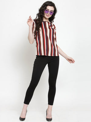 ZARVEY Casual Regular Sleeve Striped Women Multicolor Top