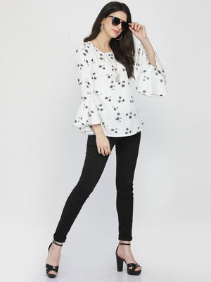 ZARVEY Casual Bell Sleeve Printed Women Multicolor Top