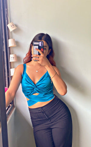 Casual Sleeveless Solid Women Blue Top