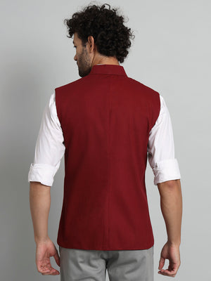 TANDUL  Men Solid Single Breasted Casual Blazer  (Maroon)