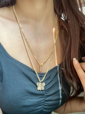 JEWEL Lock And Butterfly Double Layered Chain