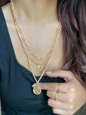 JEWEL Coin And Butterfly Layered Chain