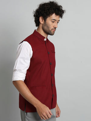TANDUL  Men Solid Single Breasted Casual Blazer  (Maroon)