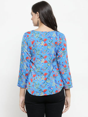 ZARVEY Casual Regular Sleeve Printed Women Multicolor Top