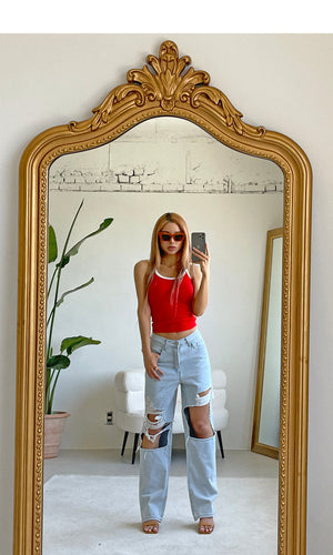 TANDUL Casual Sleeveless Solid Women Red Top