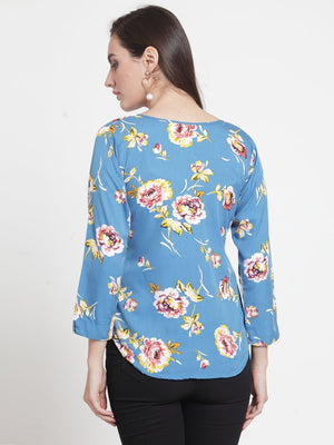 ZARVEY Casual 3/4 Sleeve Printed Women Multicolor Top