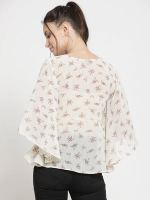 ZARVEY Casual Flared Sleeve Printed Women Multicolor Top