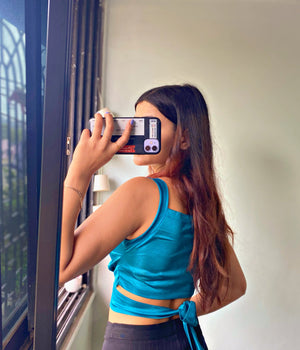 Casual Sleeveless Solid Women Blue Top