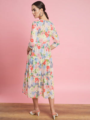 Women Longline 3/4th Sleeve Multicolor Shrug