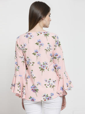 ZARVEY Casual Bell Sleeve Printed Women Multicolor Top