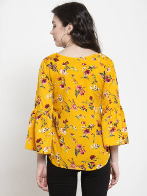 ZARVEY Casual Bell Sleeve Printed Women Multicolor Top