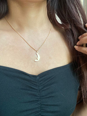 JEWEL Moon Shaped Locket Chain
