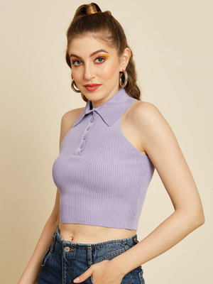 TANDUL  Casual Regular Sleeves Solid Women Purple Top