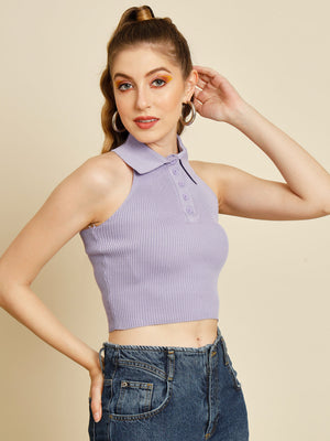 TANDUL  Casual Regular Sleeves Solid Women Purple Top