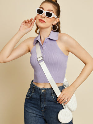 TANDUL  Casual Regular Sleeves Solid Women Purple Top