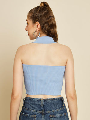 TANDUL  Casual Regular Sleeves Solid Women Blue Top