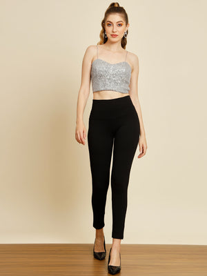 TANDUL  Casual Regular Sleeves Solid Women Grey Top