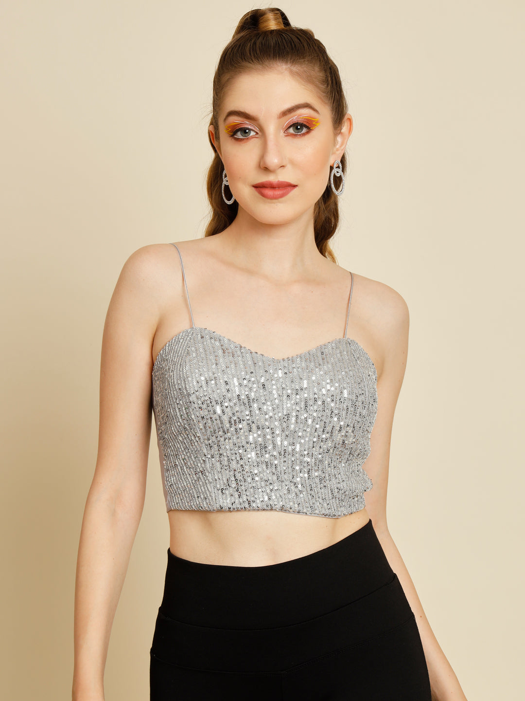 TANDUL  Casual Regular Sleeves Solid Women Grey Top