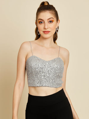 TANDUL  Casual Regular Sleeves Solid Women Grey Top