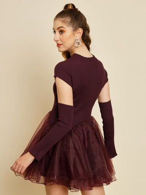 TANDUL  Women Fit and Flare Maroon Dress