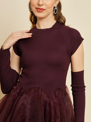 TANDUL  Women Fit and Flare Maroon Dress